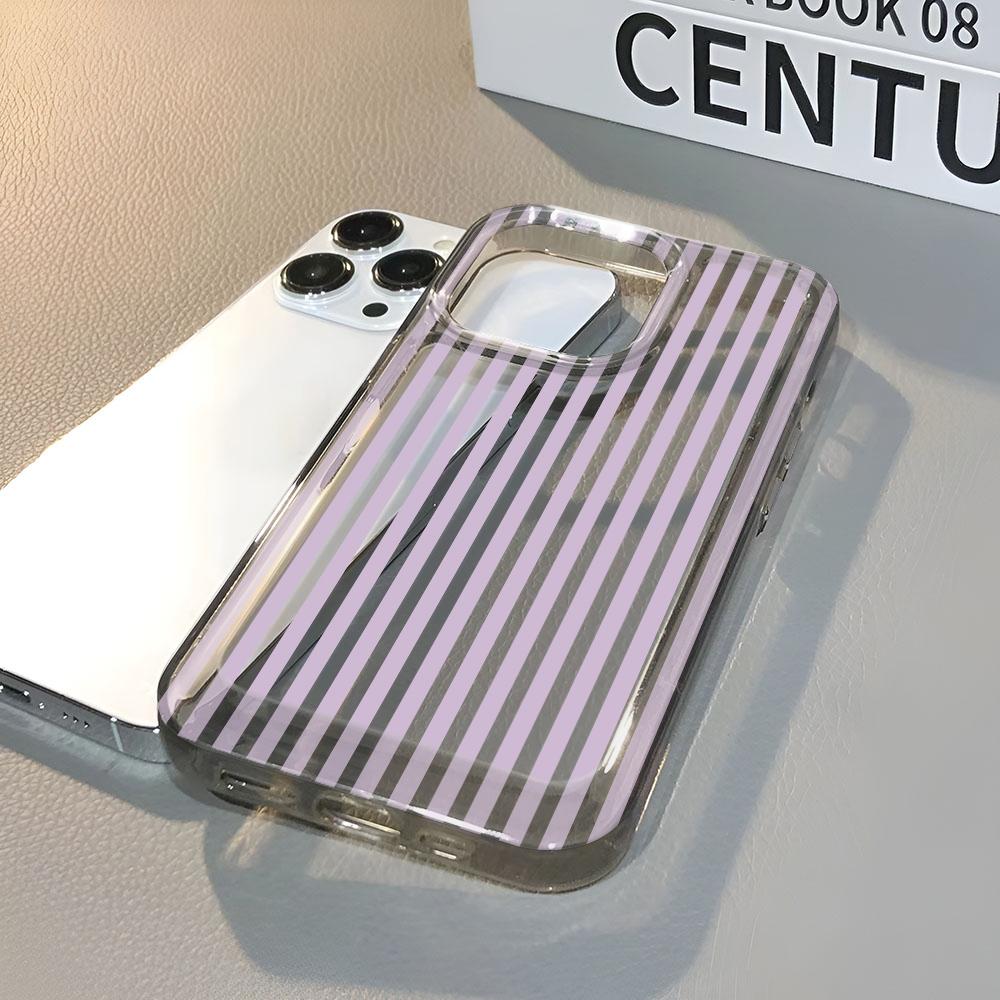 purple stripes Silicone Phone Case For iPhone 13 Pro Max 16 15 Pro 14 13 12 11 14 Plus 17 Air Transparent Funda Cover