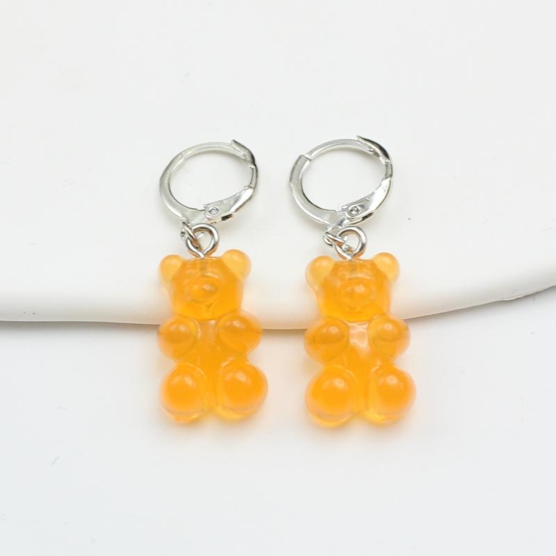 11 Candy Colors Resin Bear Drop Earrings for Women Korean Simple Creative Transparent Brincos Jewelry Birthday Gift