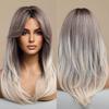 Natural Black Medium-Length Curly Wig with Bangs - European and American Style
