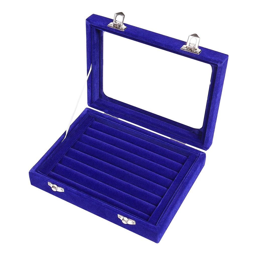 Folulus Women 7 Slot Velvet Jewelry Box Jewelry Organizer Display Tray Storage Box Rings Earrings Necklace Storage