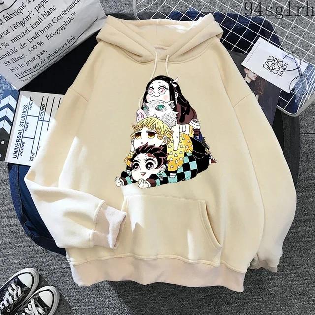Cute Nezuko Anime Print Hoodies Women Demon Slayer Manga Sweatshirts Tanjiro Kimetsu No Yaiba Hoodie Harajuku Streetwear Clothes
