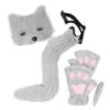 Mask and Tail Set Lovely for Women Girls Animal Tail Glove Set for Carnival Role Play Prom Stage Performance Halloween Party