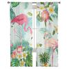 Flamingo Tropical Plant Flower Tulle Curtains Living Room Bedroom Kitchen Window Treatment Chiffon Curtain Blinds Light Filtering Polyester Great