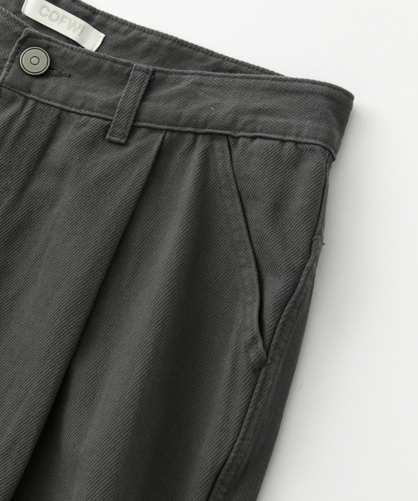 COFWI Wide One-Pleat Cotton Pocket Pants Charcoal