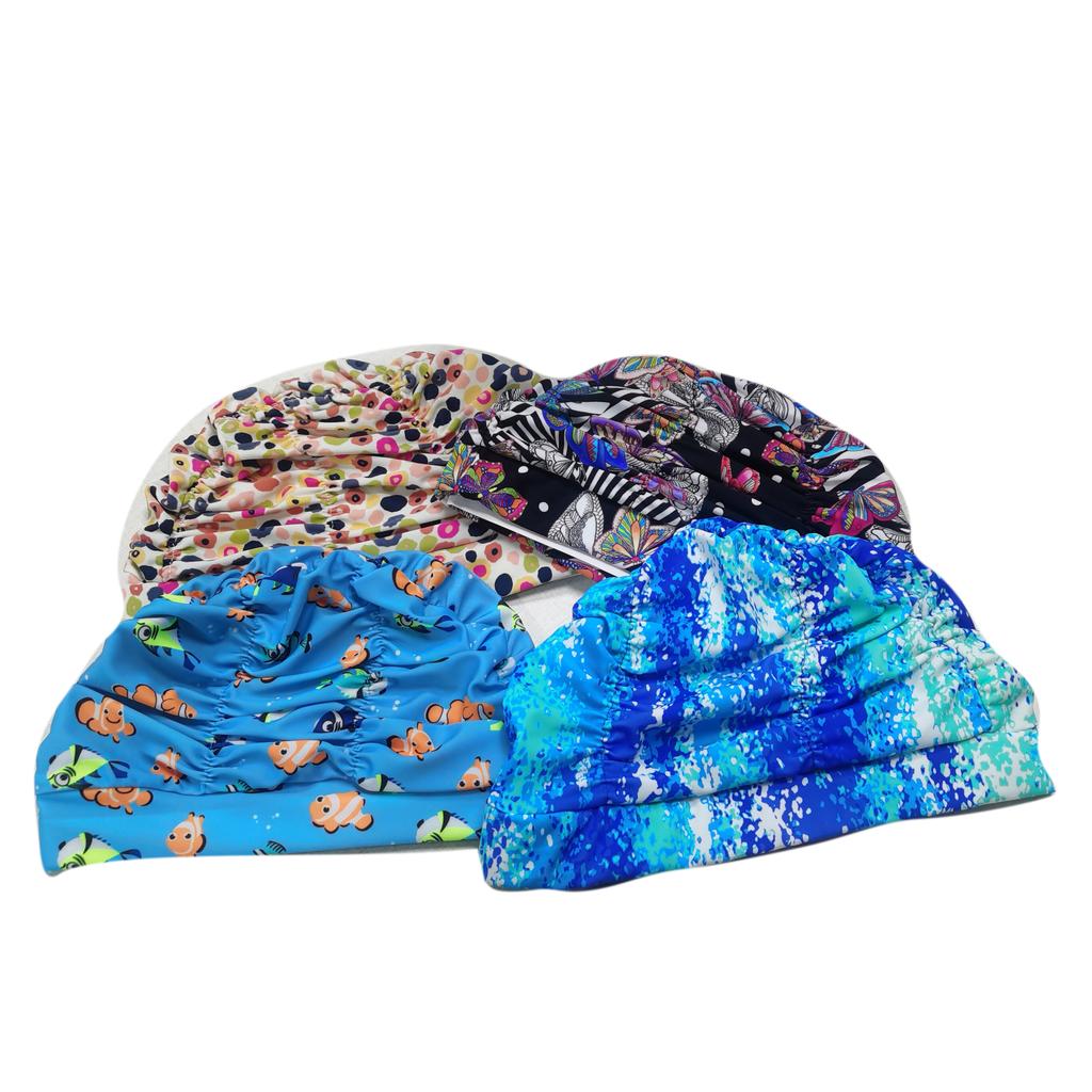 Custom Design Swim Caps Material Print OEM Logo Style Color Kids Swimming Hat Adults Swim Cap