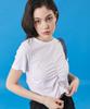 KOLEAT Women Summer Cooling Crop Shirred Slim Fit Short Sleeve Tee [White]