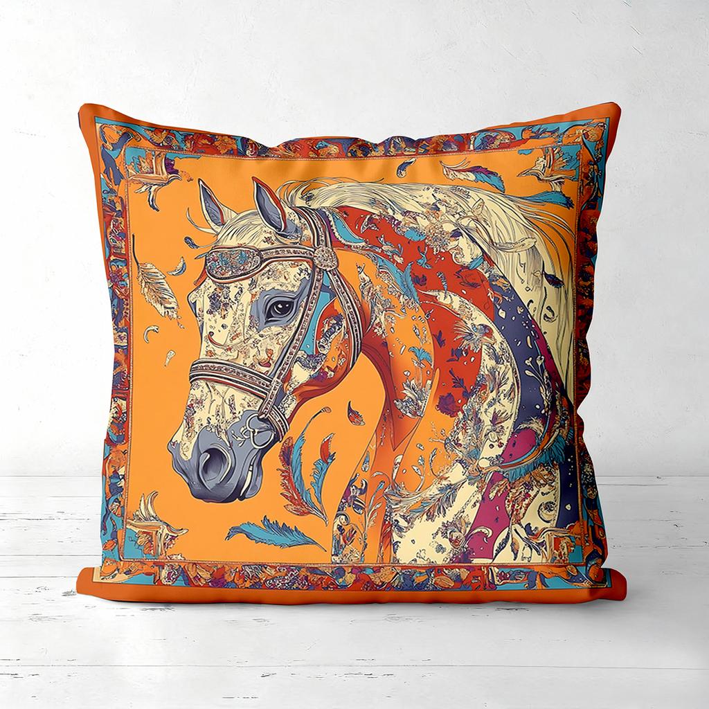 Colorful Horse Patterned Cushions for Home Decor Polyester Pillowcase,sofa Decorative Cushion Cov Headboard Pillow