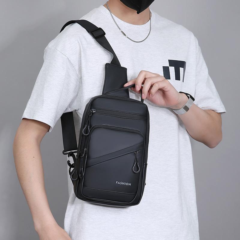 Męska torba crossbody w jednolitym kolorze, sportowa torba na klatkę piersiową na zewnątrz, torba na ramię o dużej pojemności dla dojeżdżających do pracy