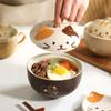 Ceramic Soup Bowl Cute Cartoon Animals With Lid Cat Household Instant Noodles Bowl Rice Bowl Tableware Japanese Creative
