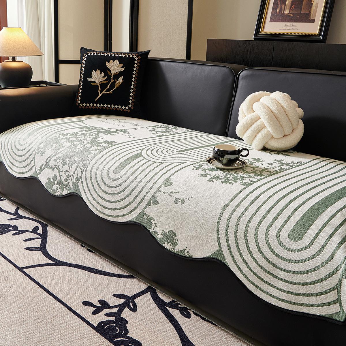 

Special-Shaped Sofa Cushion Universal In All Seasons New Sofa Seat Cushion Non-Slip Straight Line Flower Cover Cloth Towel 90*90cm