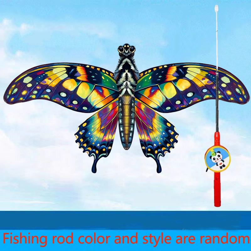 New Dynamic Kite Fishing Rod Kite Children'S Swallow Kite Breeze Easy Fly Handheld Wings Shaking Stall