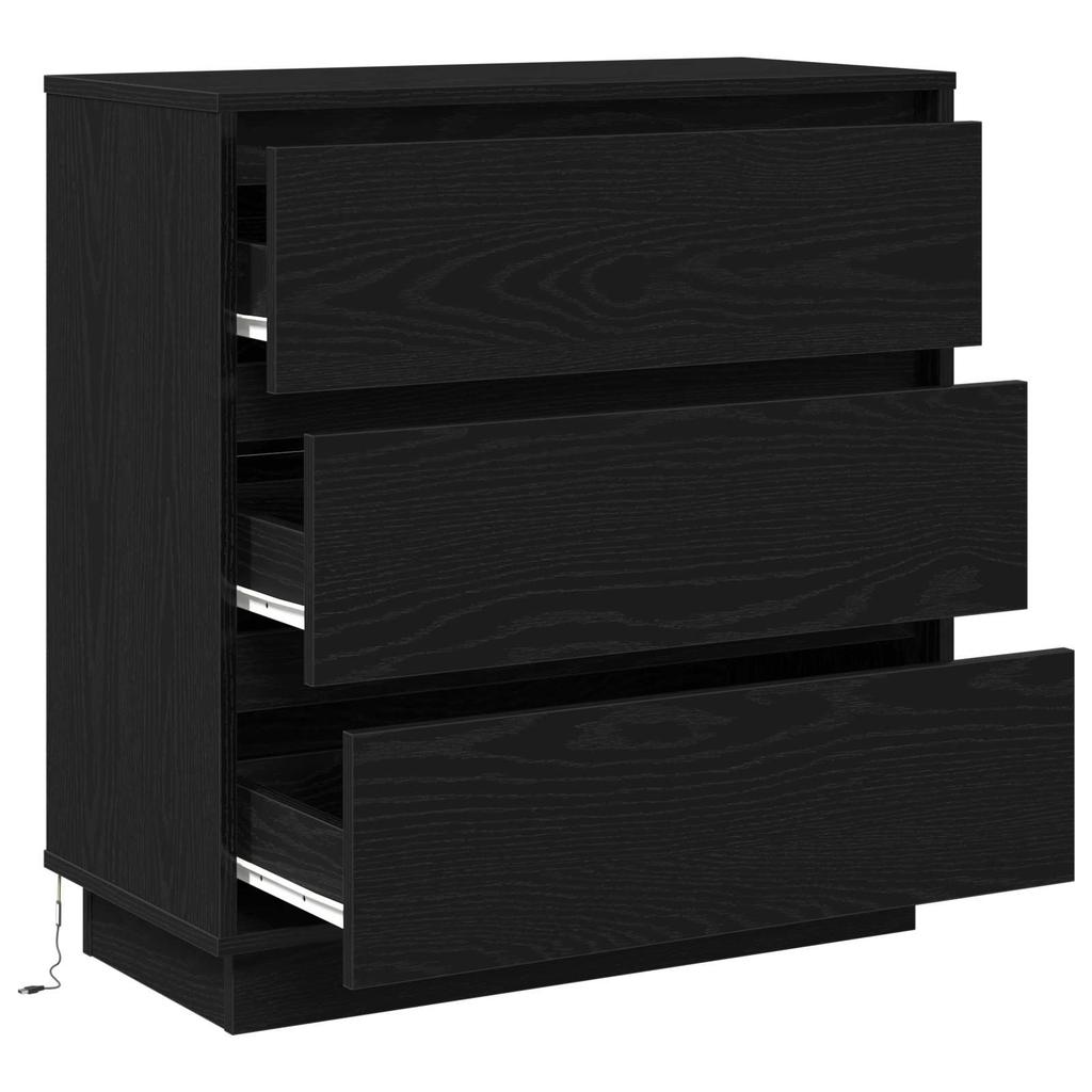 Nightstand Black Oak Look 71 x 34.5 x 75 cm Engineered Wood