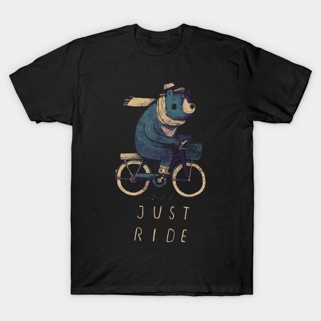 Men Black Print T-shirt Just Ride No-Cut Transfer Paper Print Cotton Tshirt S чёрный