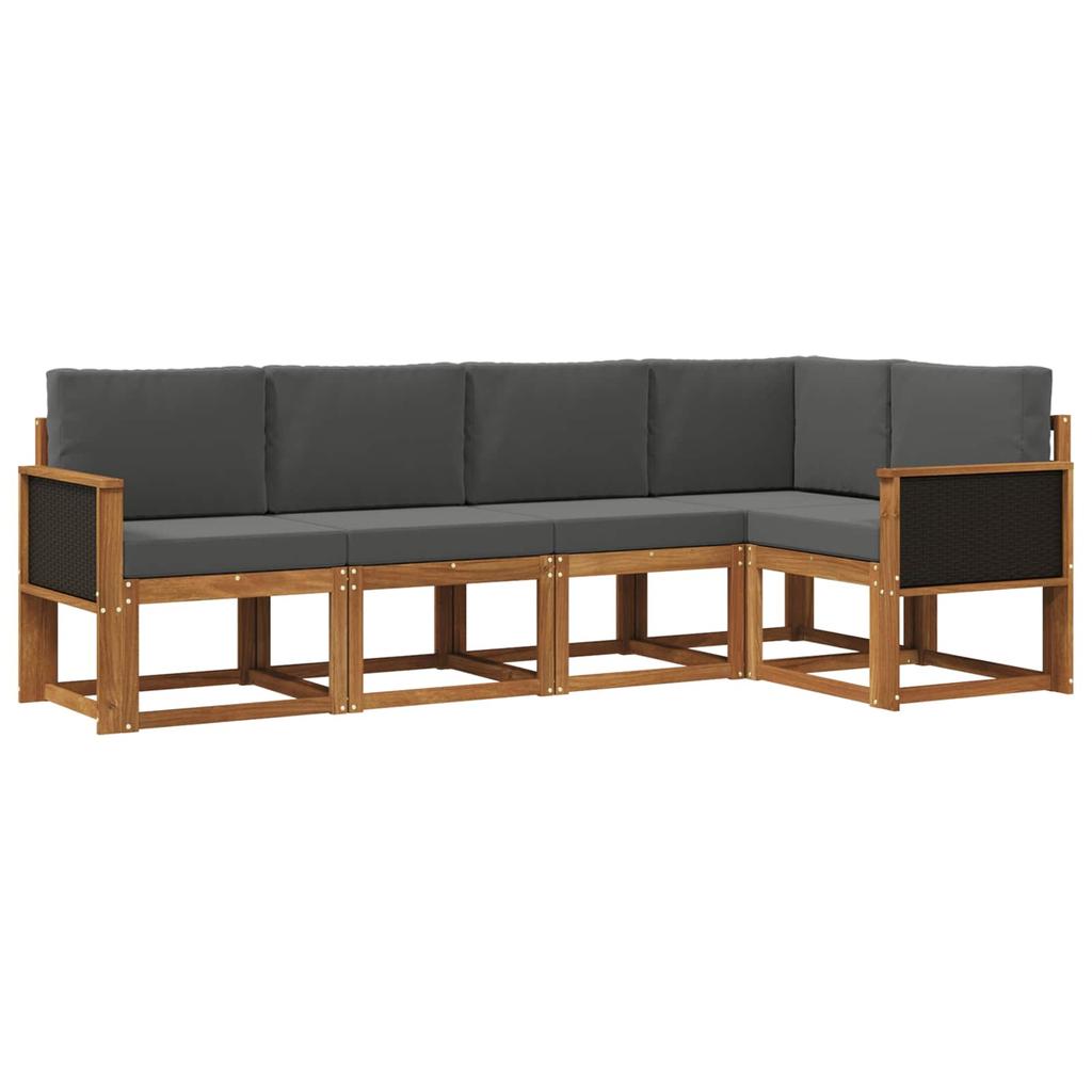Outdoor Sofa Set 5 pcs Natural and Anthracite Polyester