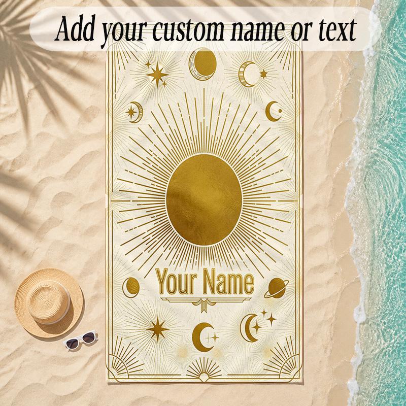 Cosmic Theme Soft Beach Towel Personalized Custom Name Text Towel Portable for Beach Pool Travel