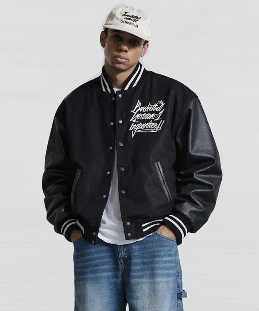 Cream Soda Lab Crsdel Logo Varsity Jacket Black