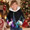 Kids Long Sleeve Christmas Print Casual Fashion Hooded Top