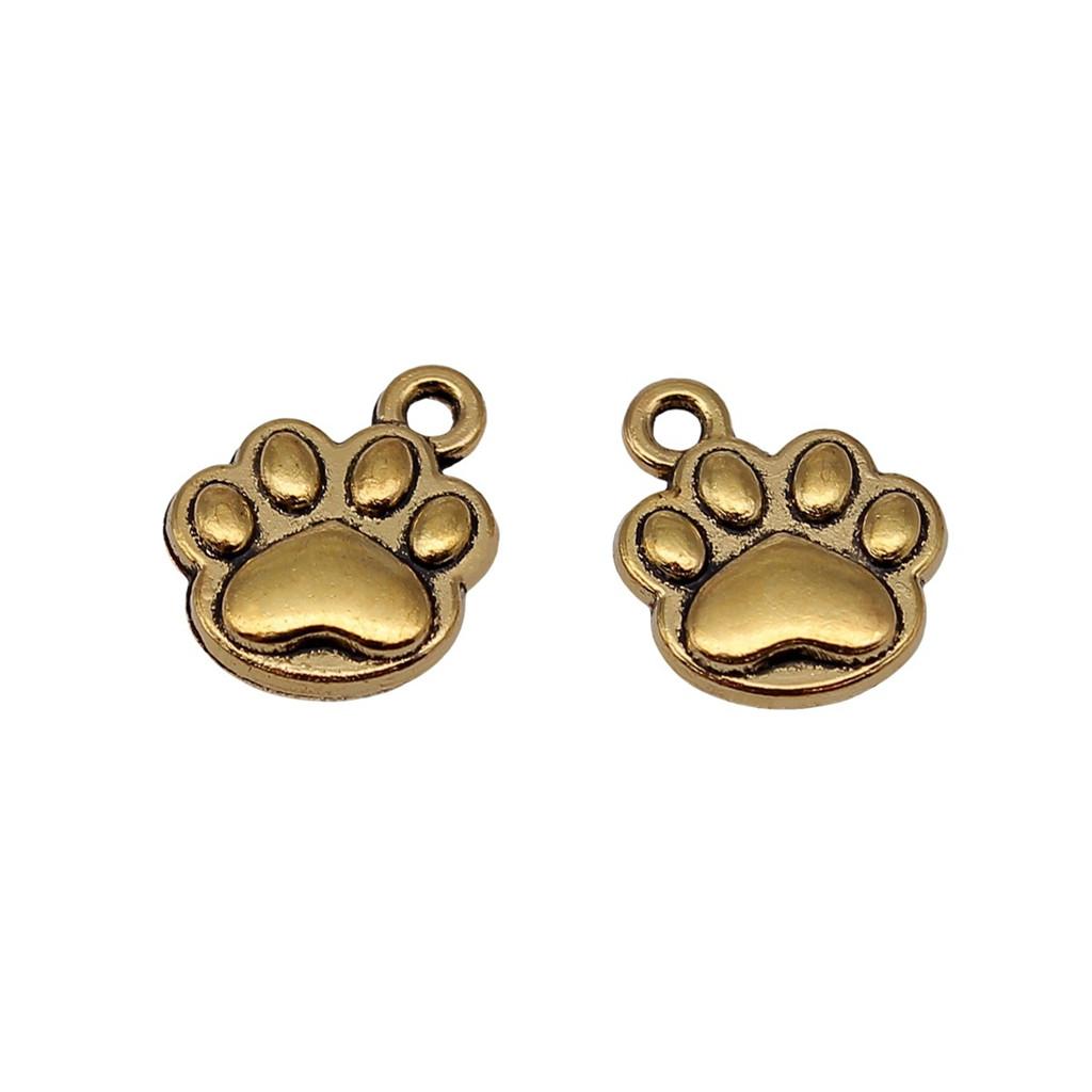Alloy Dog Paws Charms Bear Paws Pendants For Jewelry Making Dog Themed Accessories