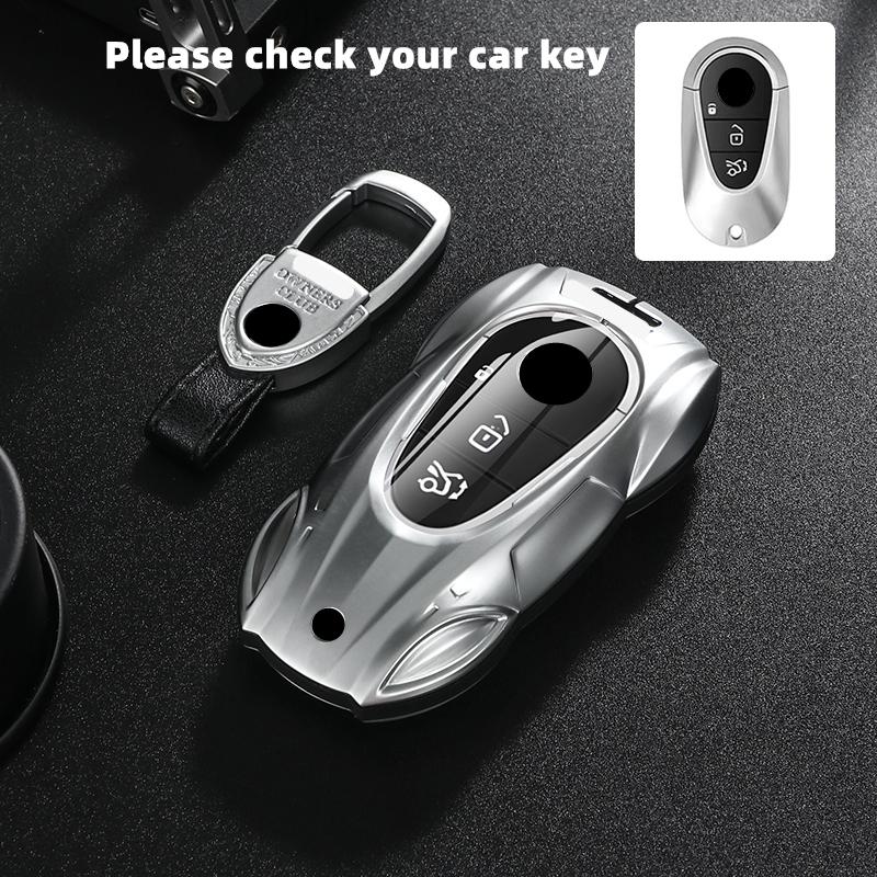 

Metal Car Remote Key Cover Case Holder shell Fob For Mercedes Benz New A B C E S Class C260L S400L CLA CLS GLC GLS GLE EQE EQS Style C Silver