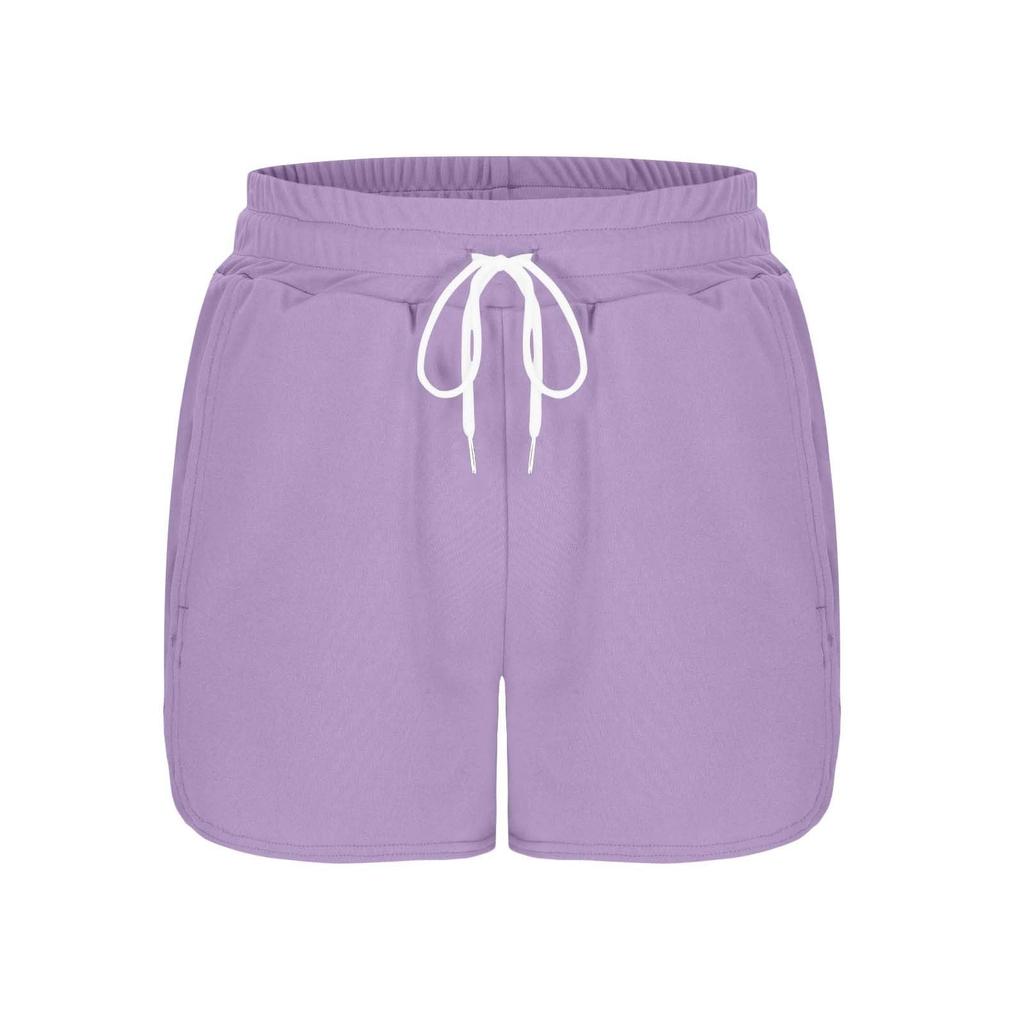Women's Sports Shorts Casual Loose Solid Color Elastic Waist Shorts