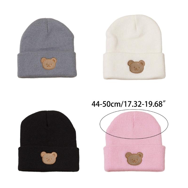 Knitted Hat Cartoon Embroidery Baby Bonnet Caps Hat Winter Warm Hat Beanie Caps for Baby Toddler Children Breathable Hat