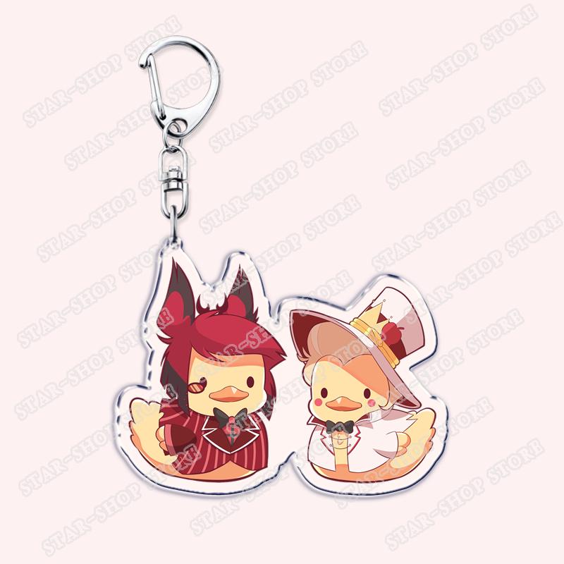 Heiß Populär Anime Cartoon Dämon Figur Schlüsselanhänger für Zubehör Tasche Angel Dust Schlüsselanhänger Ring Schlüsselring Schmuck Fans Freunde Geschenke