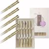 Korean Flat Chopsticks [5 Sets][Made in Korea] 304 Premium Stainless Steel Mukbang Utensil Cutlery Silverware Metal Chopsticks (Orchid Painting)