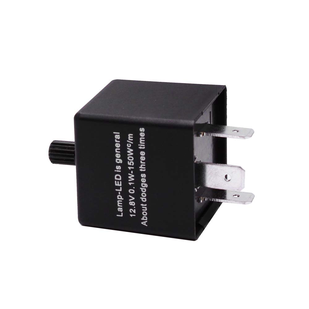 HUIQIAODS Halogen LED Compatible [3-Pin] Hifra Prevention IC Turn Signal Relay Adjustable Flashing Speed