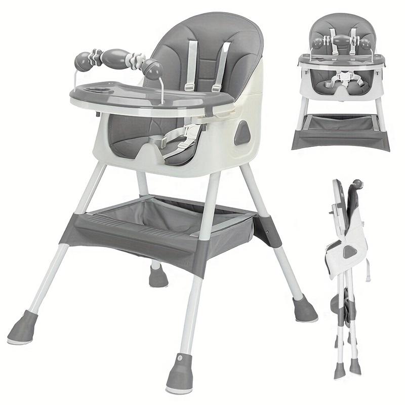 E500 Tragbarer Hochstuhl für Babys – Faltbares Design, Extra-Große Anti-Rutsch-Basis, Abnehmbare Spielzeugstange, Hygienisches Füttern