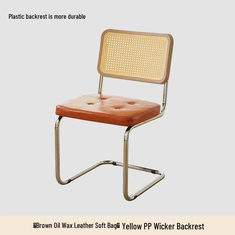 Nordic Soft Upholstered Rattan Dining Chair: Designer Vintage Style for Home, Cafe, or Hotel