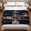 Lionel Messi Printed Flannel Blanket Custom Name Text Soft Warm Throw For Bedroom Holiday Gift