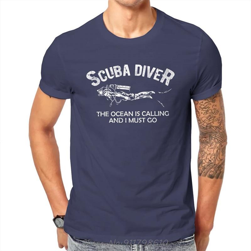 Dive Scuba Diving Original T-Shirts The Ocean is Calling and I Must Go Distinctive O-Neck Oversized Unisex Tshirt Men Clothing