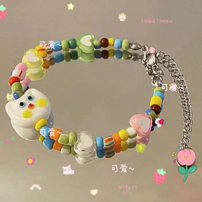Summer Rainbow Beaded Freshly Designed Unique Cute Star Elastic Bracelet Handwear
