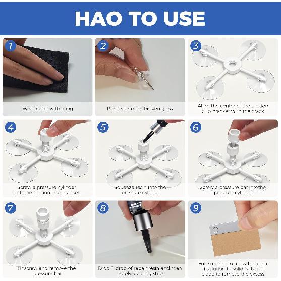 Windshield Repair Kit, Quick And Efficiency Glass Repair Fluid, Car Windshield Crack Repair Resin Kit For Fixing Chips, Bulls-Eye, Cracks And