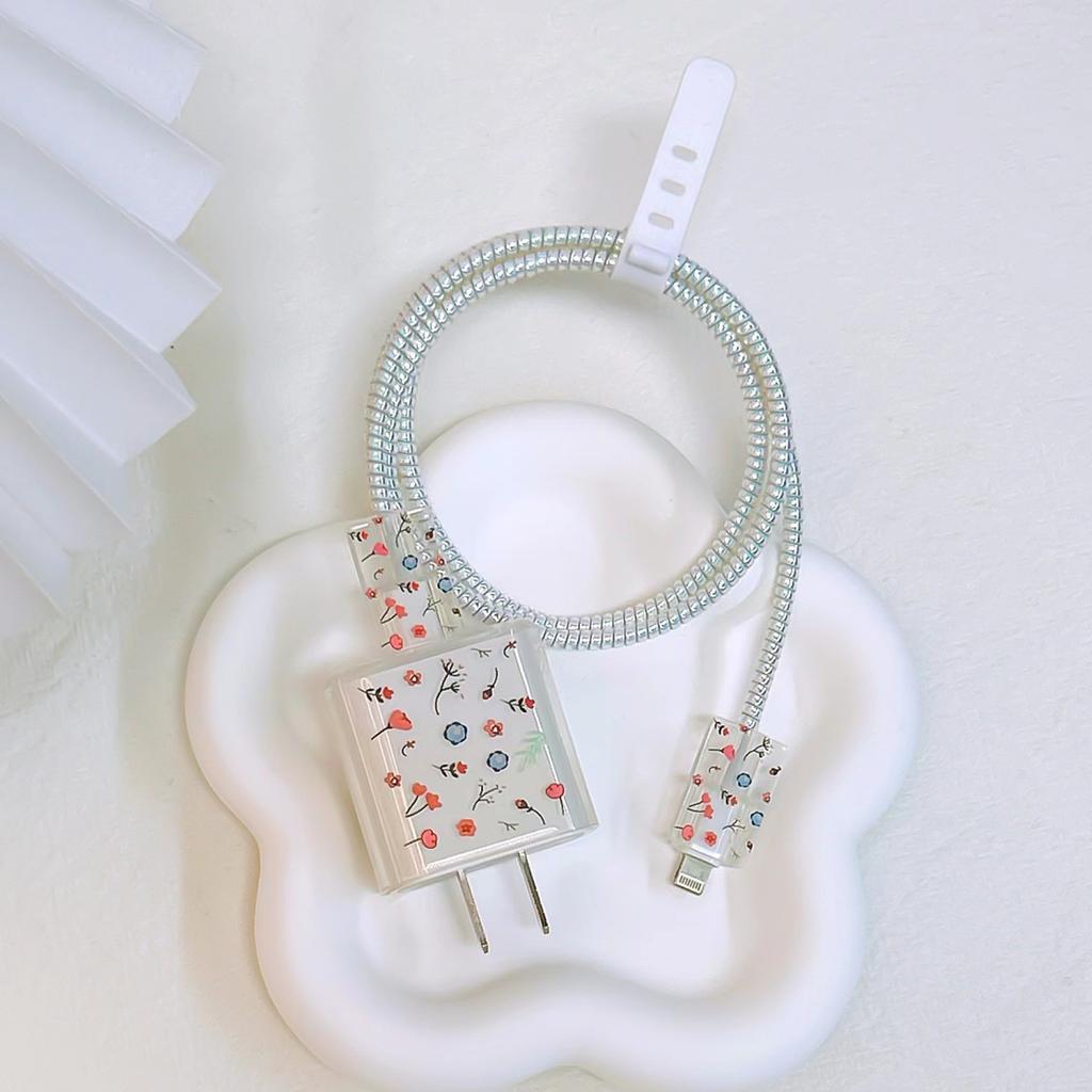 Geeignet für Apple Datenkabel Schutzhülle Ladegerät 20W Schnellladung bruchsicher Kabelaufwickler Niedliches Blume Tier Fortgeschritten