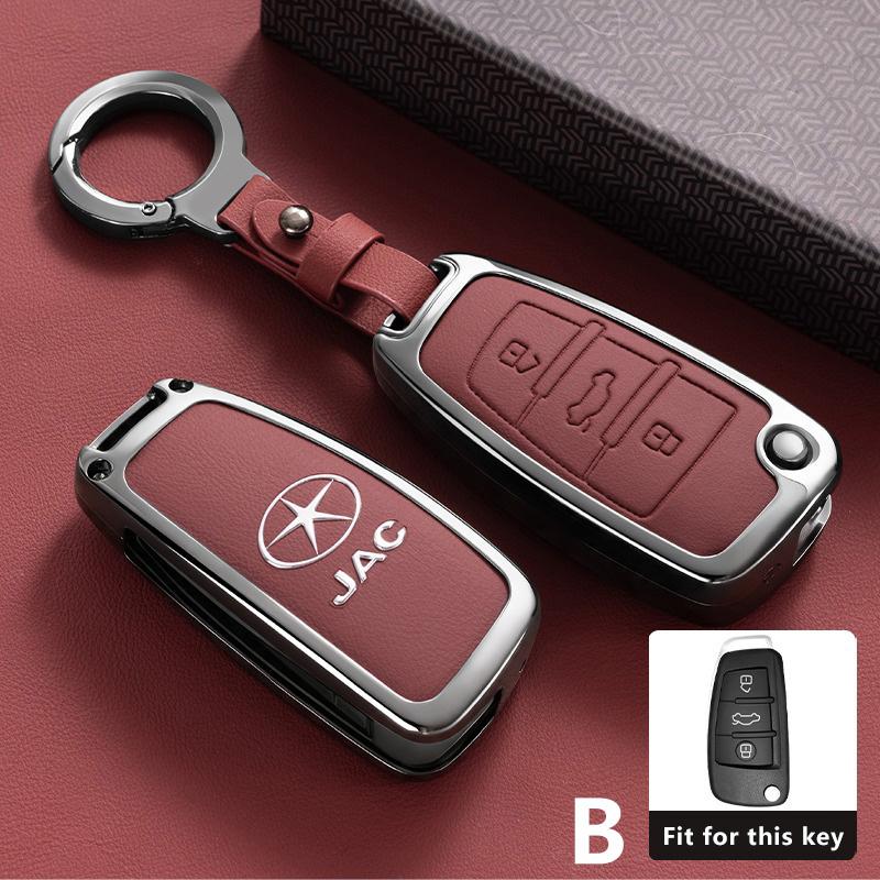 Car Key Case For Jac J3 T6 T8 J4 J5 J6 M3 V7 S5   Keychain Remote Protection Cover Shell Ring Holder Fob Accessories