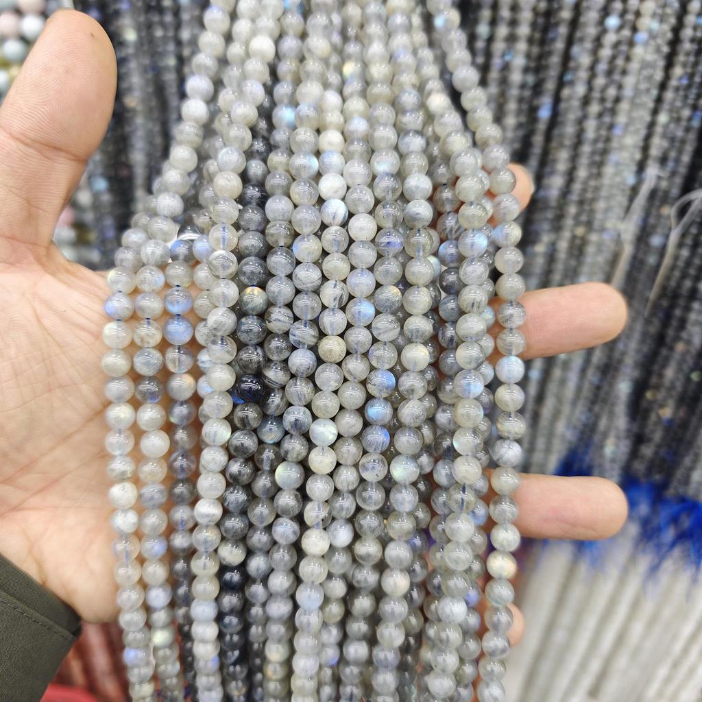 Natural Light Gray Moonstone Labradorite Beads for DIY Bracelet/Necklace Accessories