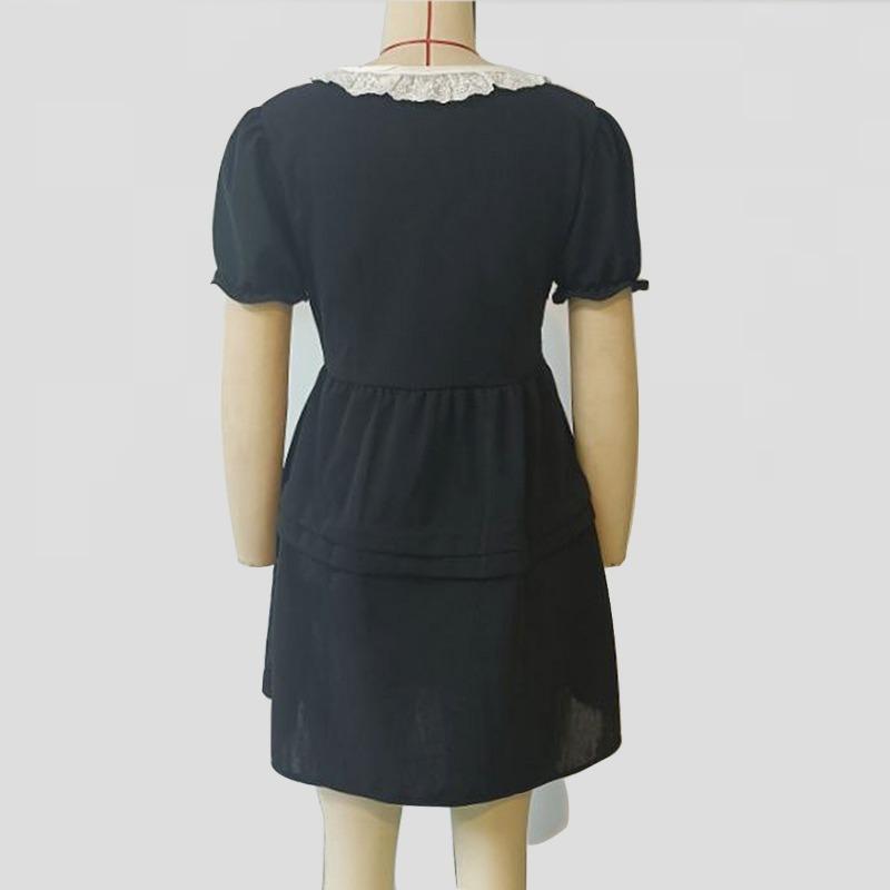 Dámské letní krajkové patchworkové šaty se čtvercovým výstřihem a nabíranými rukávy