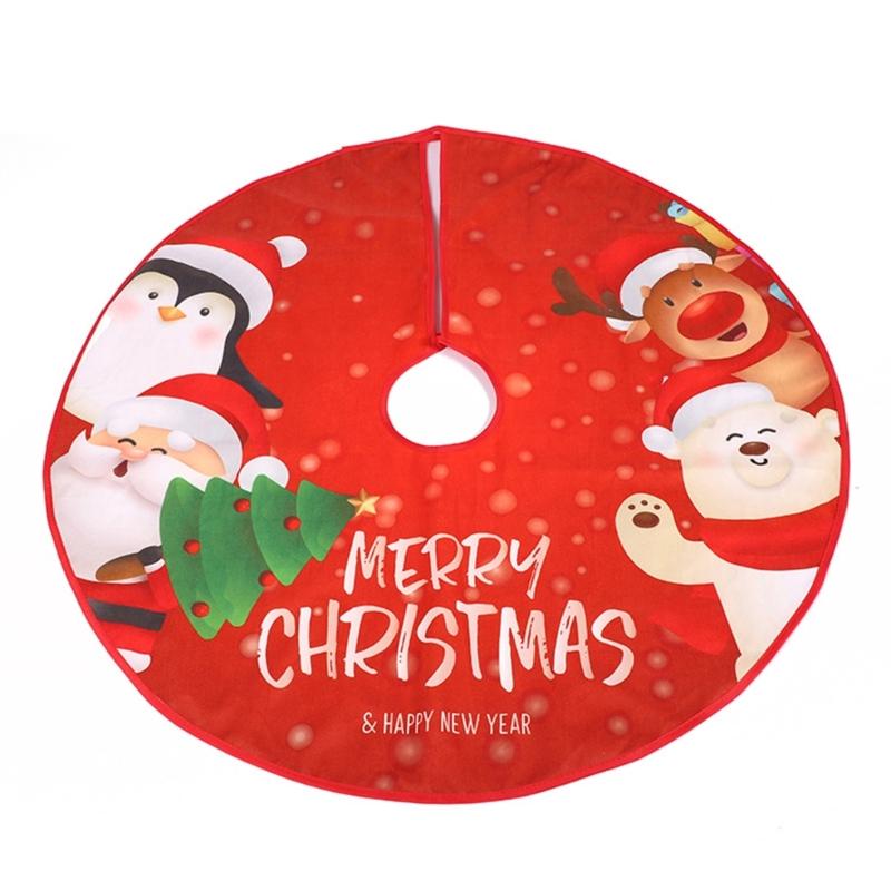 Cartoon Christmas Tree Skirt Ornament 35Inch Christmas Tree Mat Machine Washable for Home Holiday Party Decoration