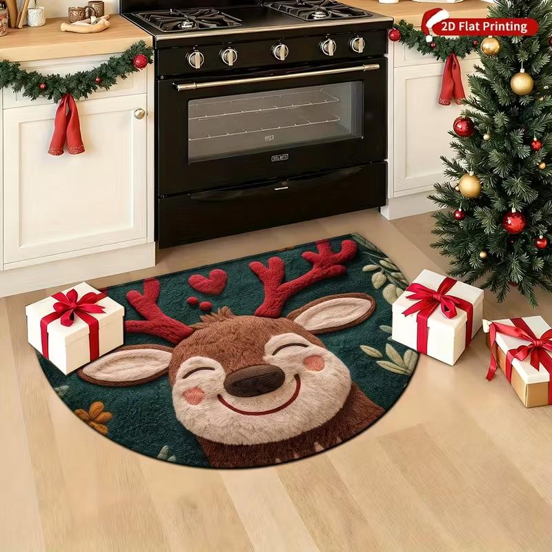 Christmas Reindeer Door Mat - Soft And Slip-Resistant Entry Welcome Carpet For Indoor And Outdoor Home Decoration