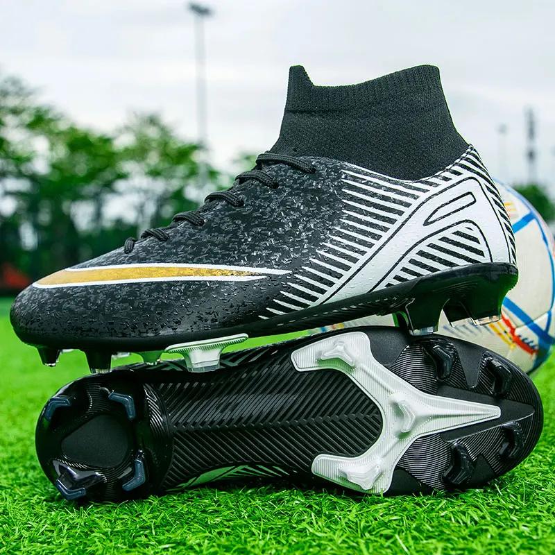 

New Men Football Boots Outdoor Sport Training FG/TF Cleats Soccer Shoes Long Spikes Sneakers Non Slip Match Futsal Comfortable 35