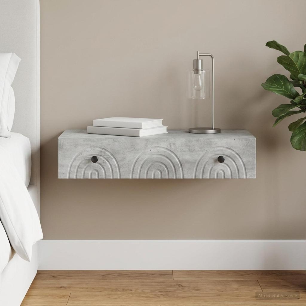 Wall Mounted Side Table Concrete Grey 87.5 x 34.5 x 17 cm