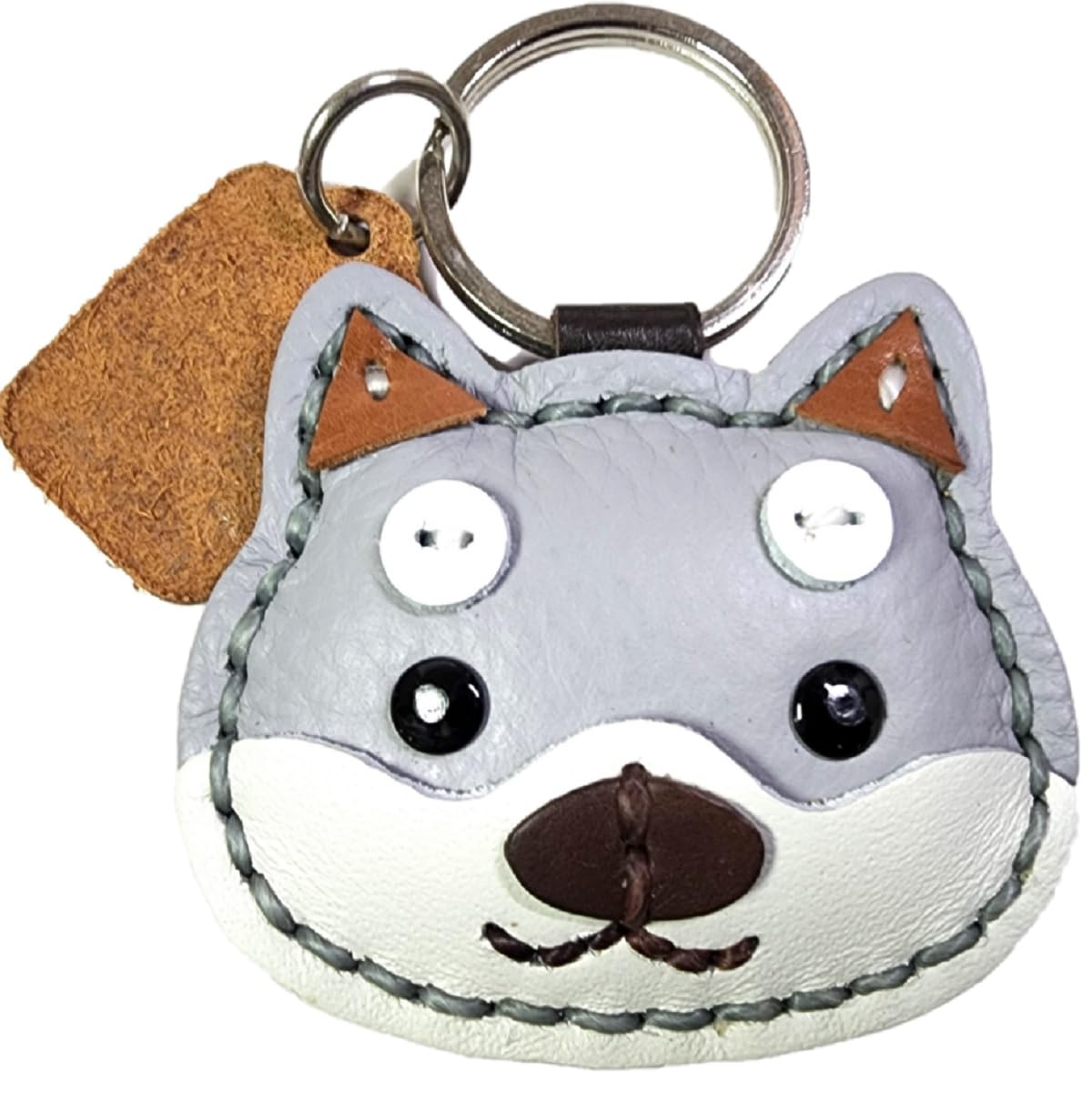 

Gray Shiba Inu Genuine Leather Plump Cute Handmade Bag Made of Cowhide [deaizaka.biz] Keychain, Charm, серый