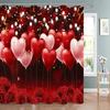 Valentine's Day Decoration Shower Curtain Holiday Gift Party Background Decoration Fabric Washable Shower Curtain Bathroom Decor