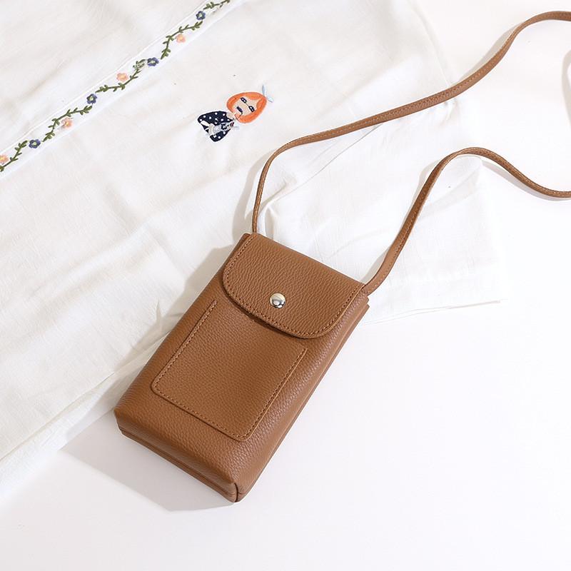 IELGY Adjustable Shoulder Strap High-End Soft Leather Cross-Body Mobile Phone Bag Shopping Walking Mini Pouch