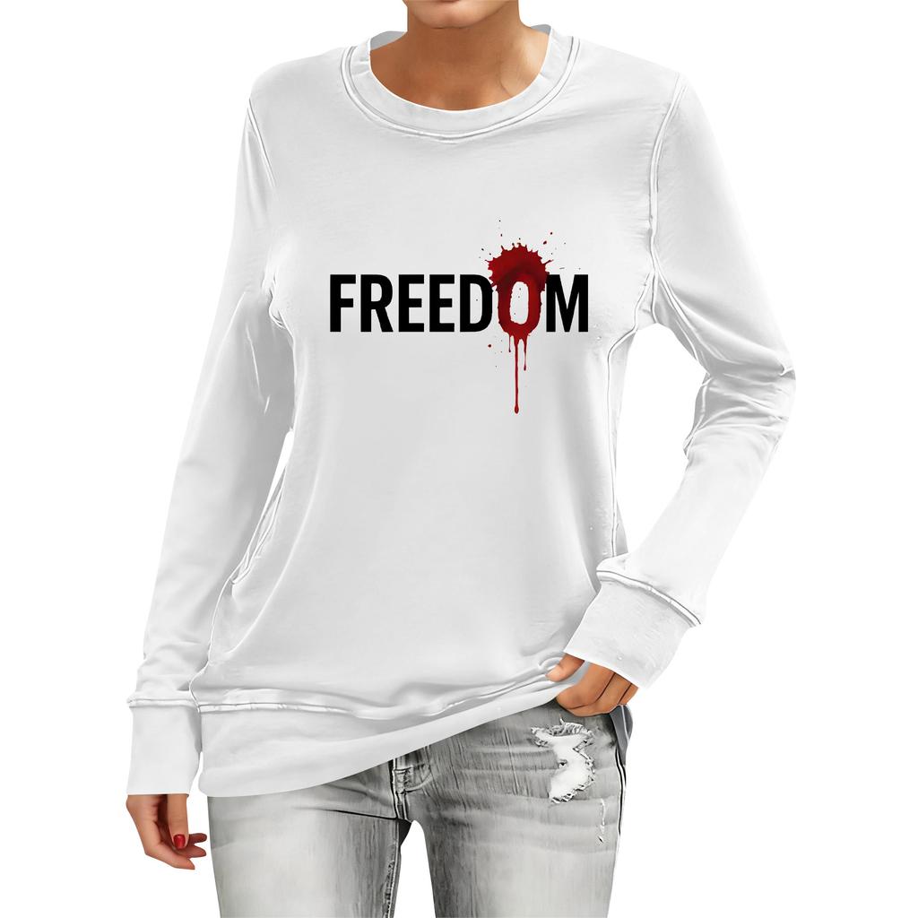 Women's Fashion Casual Long Sleeve Printed Neck Top