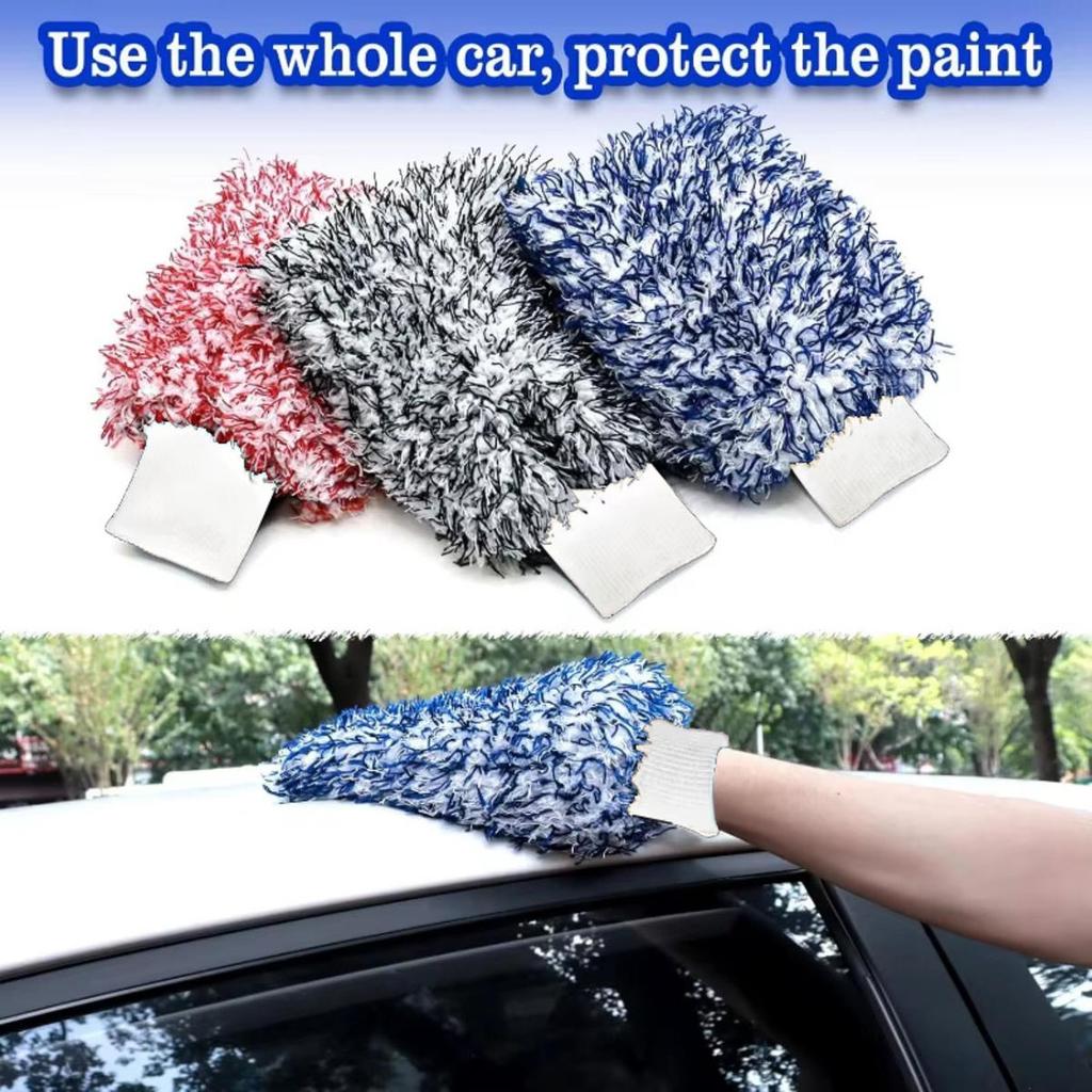 Microfiber Car Washing Mittens Soft Cleaning Glove Double-sided Veichle Wash Cleaning Towels Auto Care Glove