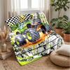 Racing Monster Truck Art Theme Blanket Lightweight Warm Flannel Blanket Decorative Throw Blanket for Home Decoration