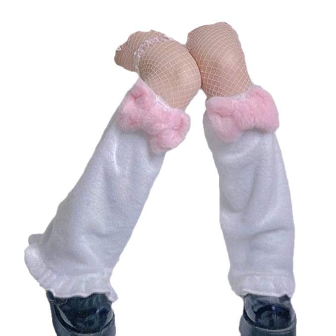Y2K Spicy Leopard Print Faux Fur Calf Socks - Women's Warm Autumn/Winter Plush Leg Warmers