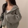 Women's Korean Style Double Zipper Hooded Cardigan – Long Sleeve, Loose Knit Sweater for Autumn/Winter